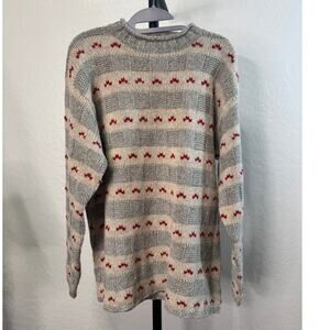 Eddie Bauer Vintage Womens Wool Sweater Gray/Cream/Gray Size Small Oversize